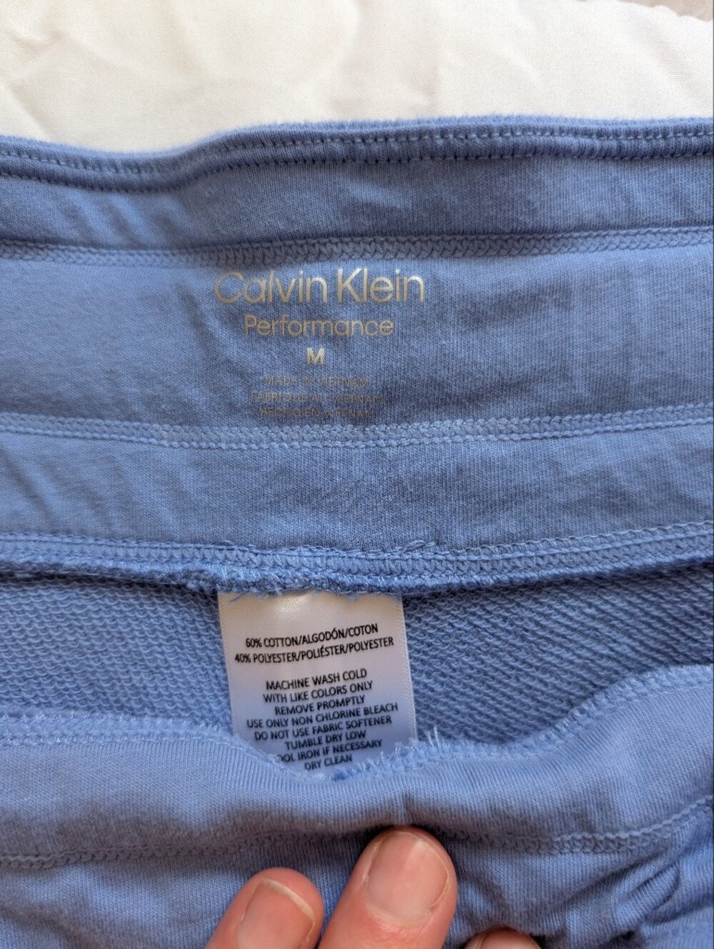 Calvin Klein Performance Size Medium Terrycloth Drawstring Shorts - Light Blue - Picture 2 of 15